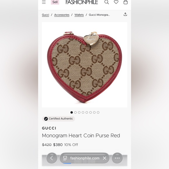 AUTHENTIC Gucci GG Heart Canvas Coin Purse (COA INCLUDED) - Picture 6 of 6